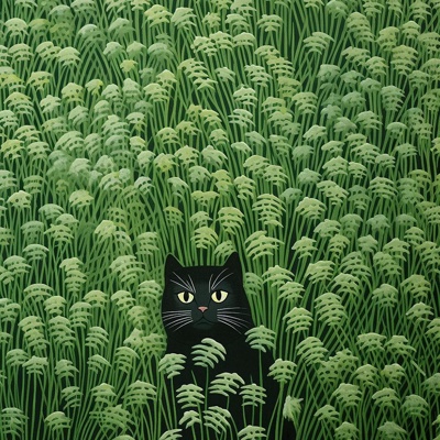 Modern Green Small Fresh Cat Oil Painting Decorative Painting