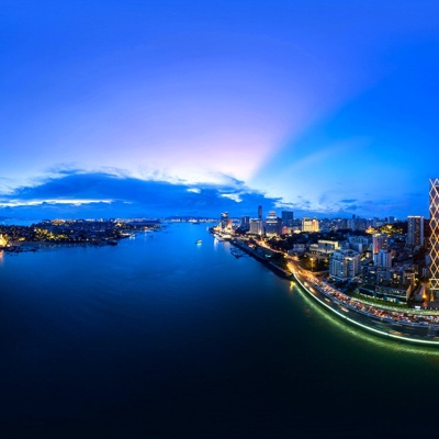 HDR city night view, HDR seaside city