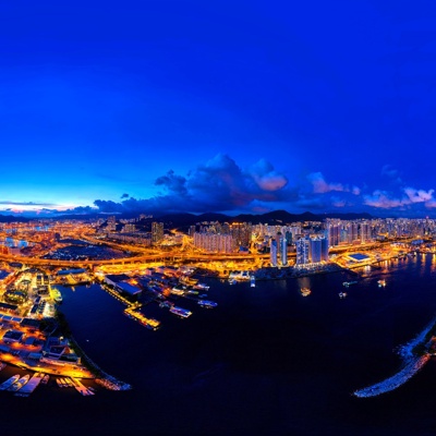 HDR city night view, HDR city harbor night view