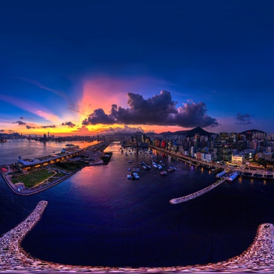 HDR city night view, HDR seaside city