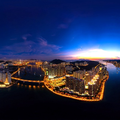 HDR city night view, HDR seaside city