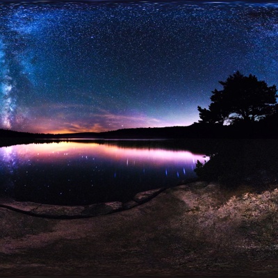 HDR lakeside starry sky