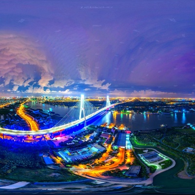 HDR city night view, HDR harbor night view