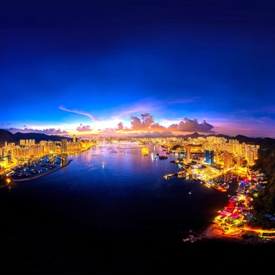 HDR city night view, HDR harbor night view