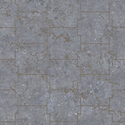 Seamless gray damaged cement parquet floor tile pavement road ground square paving