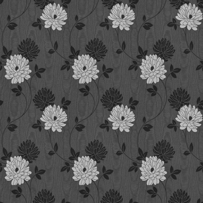 Seamless Black European Pastoral Style Floral Pattern Wallpaper Wall Cloth Wall Cloth