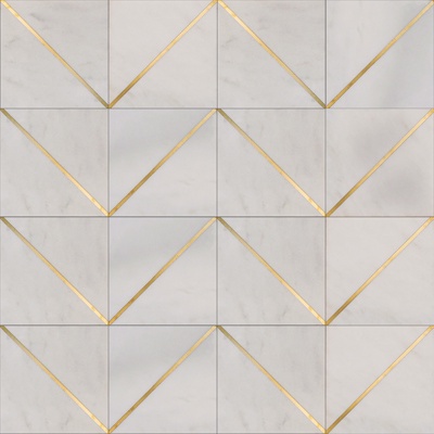 Seamless Modern White Marble Stone Geometric Splicing Parquet Pattern Tile Floor Tile Wall Tile