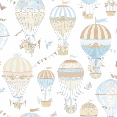 Hot air balloon children's cartoon children's room wallpaper