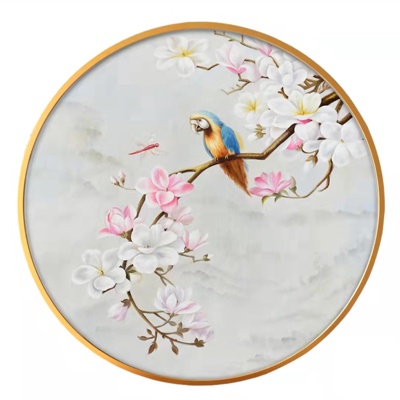 New Chinese Round Flower and Bird Decorative Painting