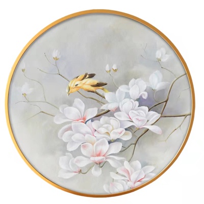 New Chinese Round Flower and Bird Decorative Painting