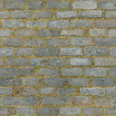 Seamless old green brick moss grass-planting brick road ground paving