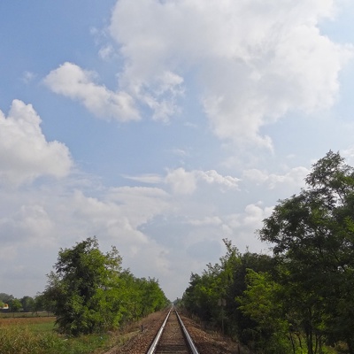 Cloudy Blue Sky Railway Landscape Scenery