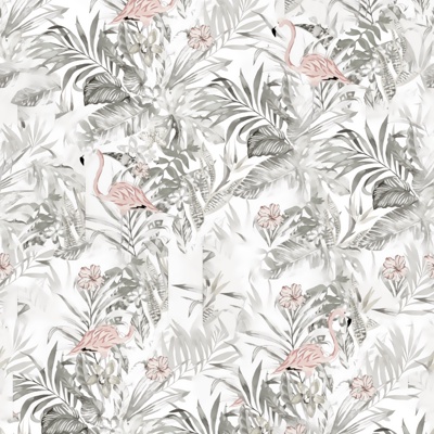 Seamless Modern Flamingo Wallpaper Mural