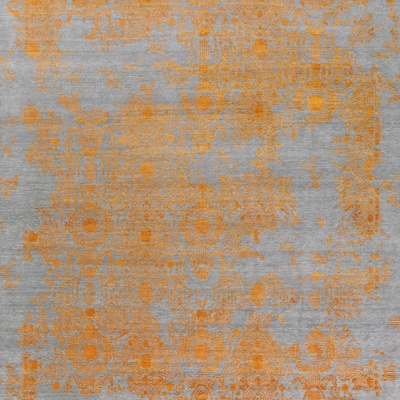 Grey-orange printed carpet