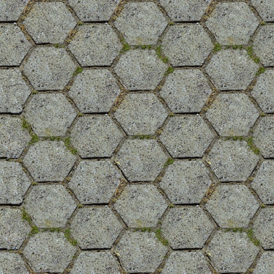 Seamless hexagonal stone parquet floor tile grass-planting brick sidewalk road ground square paving