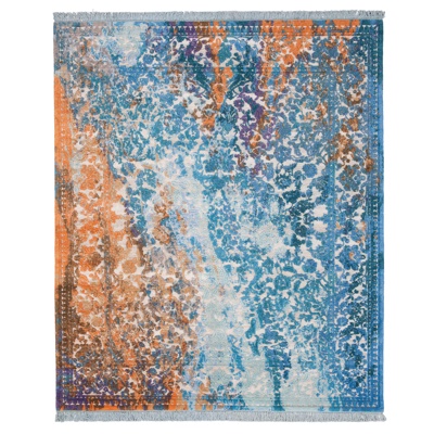 Blue orange tassel carpet