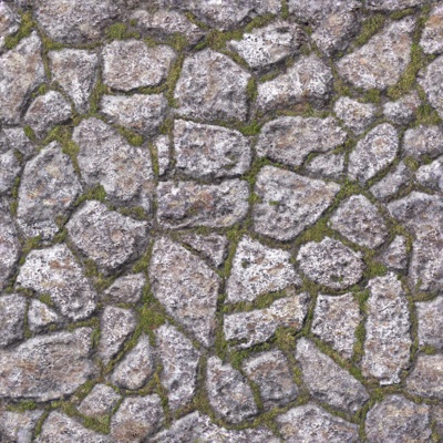 Seamless gray moss rock stone wall