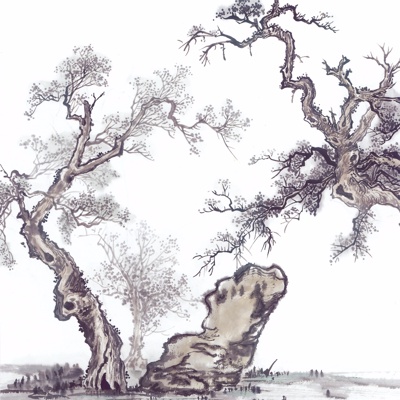 Ink Ancient Tree Decorative Painting