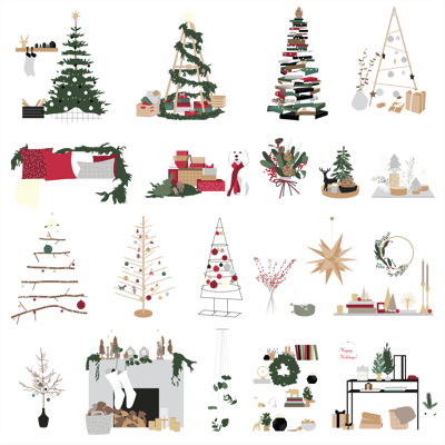 19 groups PSD free button Christmas decoration vector elements