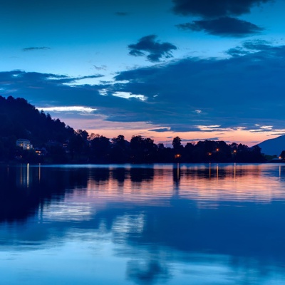 Hillside lakeside night view