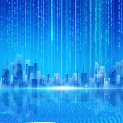 Blue digital technology city background material