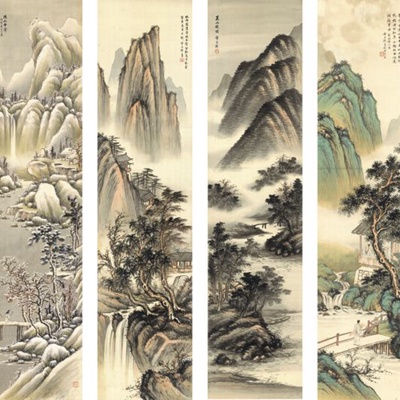 Chinese traditional painting landscape painting hanging painting mural Zen decorative painting wallpaper