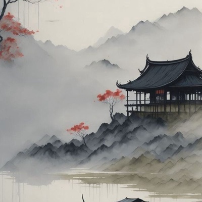 Chinese traditional painting landscape painting hanging painting mural Zen decorative painting wallpaper