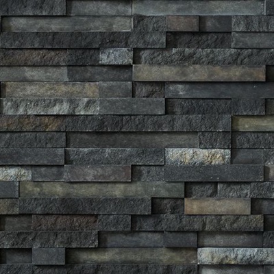 Black Culture Stone Stacked Wall