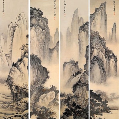 Chinese traditional painting landscape painting hanging painting mural Zen decorative painting wallpaper