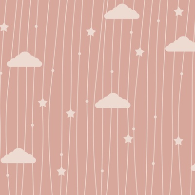 Seamless Pink Cartoon Clouds Wallpaper Mural