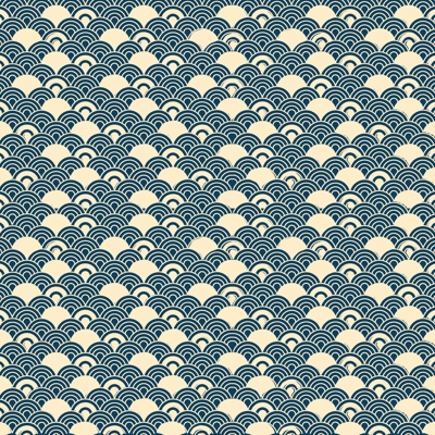 Seamless New Chinese Blue Gold Fish Scale Pattern Wallpaper Wallpaper Wall Cloth