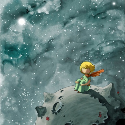 Little Prince cartoon starry sky mural