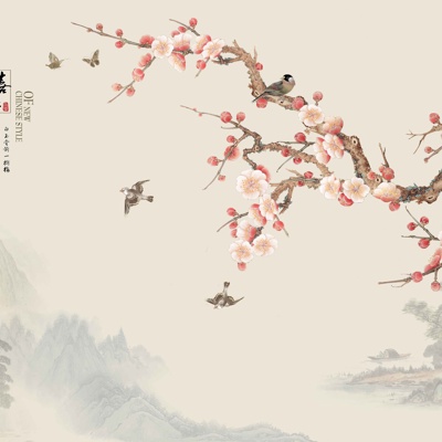 New Chinese flower and bird wallpaper