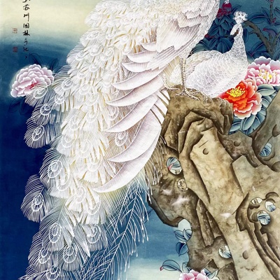 Chinese painting peacock diagram