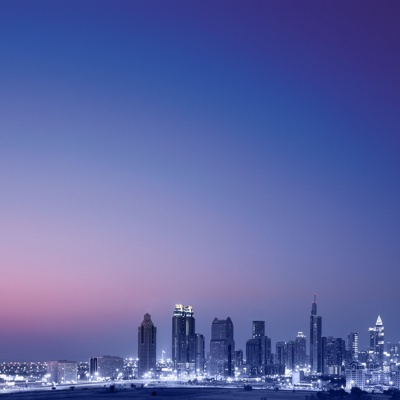 Night view of bustling city