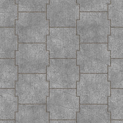 Seamless gray damaged cement parquet floor tile pavement road ground square paving