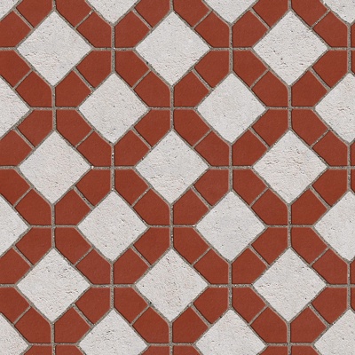 Seamless Pottery Tile Geometric Patchwork Floor Tile Sidewalk Road Ground Square Paving