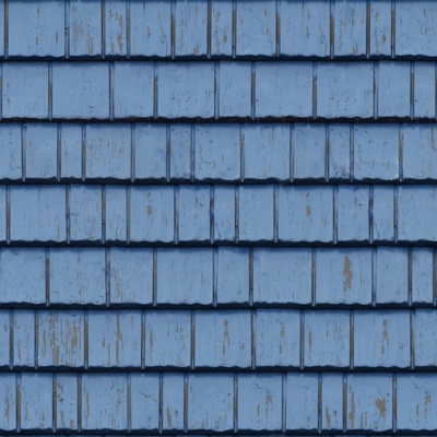 Seamless Blue Antiseptic Wooden Tiles for Old Villa Building Roof