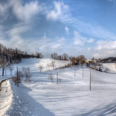 Snow in winter country landscape scenery