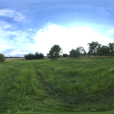 Seamless outdoor blue sky grassland lawn HDR panorama