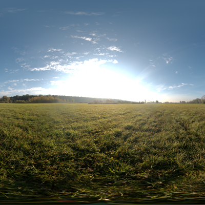 Seamless outdoor blue sky grassland lawn HDR panorama