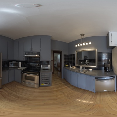 Seamless indoor living room dining room kitchen HDR panorama