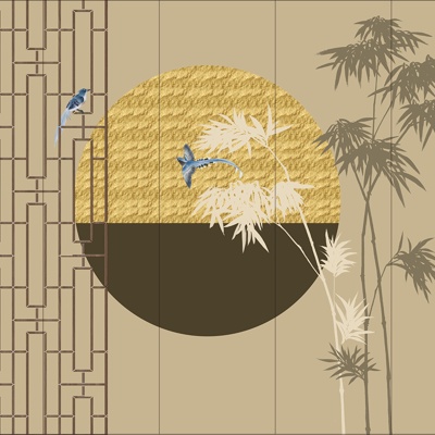 New Chinese bamboo background wall