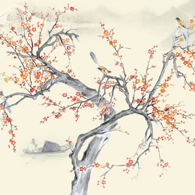 Chinese style flower and bird wallpaper