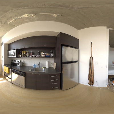 Seamless indoor living room dining room kitchen HDR panorama