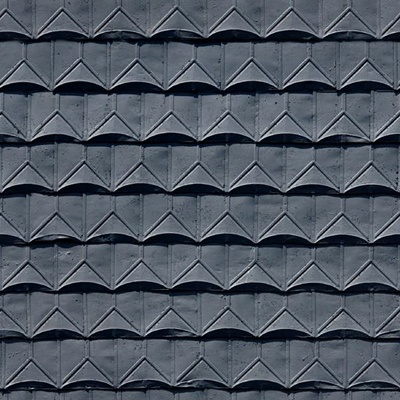 dark blue fish scale tile roof