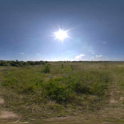 Seamless outdoor blue sky grassland lawn HDR panorama