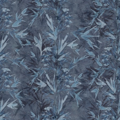 Blue painted leaves wallpaper