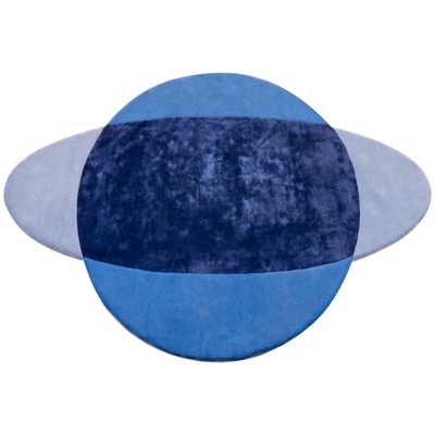 Modern blue round carpet