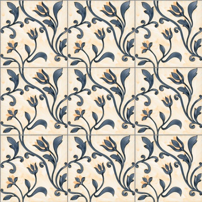 Seamless Retro Pastoral Style Marble Stone Floral Patchwork Pattern Tiles Small Tiles Antique Tiles Floor Tiles Wall Tiles